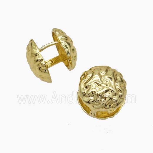 Copper Coin Latchback Earrings Hammered Gold Plated