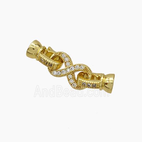 Copper Clasp Pave Zirconia Cord-End Infinity Gold Plated