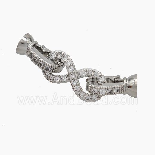 Copper Clasp Pave Zirconia Cord-End Infinity Platinum Plated