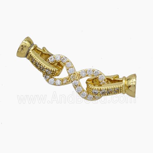 Copper Clasp Pave Zirconia Cord-End Infinity Gold Plated