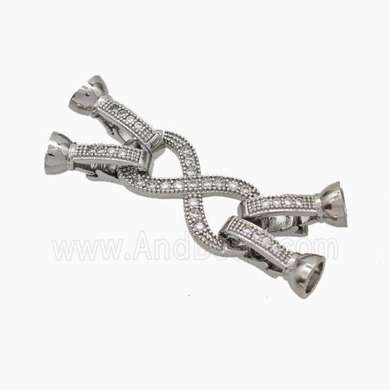 Copper Clasp Pave Zirconia Cord-End Infinity Platinum Plated