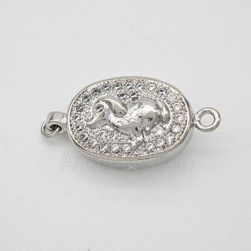 Copper Boar Connector Pave Zirconia Chinese Zodiac Platinum Plated
