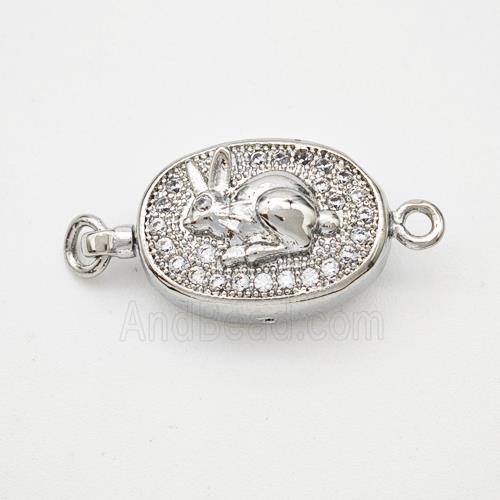 Copper Hare Connector Pave Zirconia Chinese Zodiac Platinum Plated