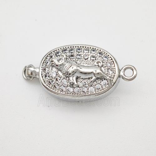 Copper Tiger Connector Pave Zirconia Chinese Zodiac Platinum Plated