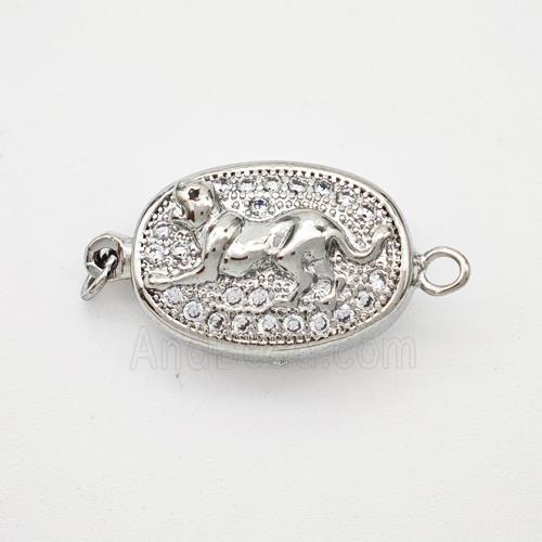 Copper Dog Connector Pave Zirconia Chinese Zodiac Platinum Plated