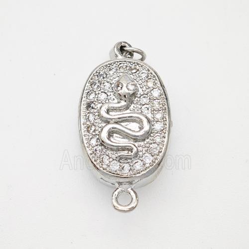 Copper Snake Connector Pave Zirconia Chinese Zodiac Platinum Plated