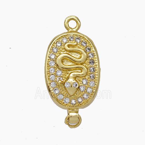 Copper Snake Connector Pave Zirconia Chinese Zodiac Gold Plated