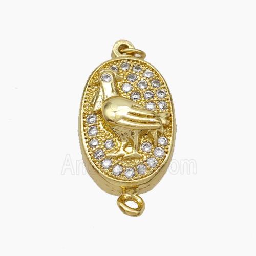 Copper Cock Connector Pave Zirconia Chinese Zodiac Gold Plated