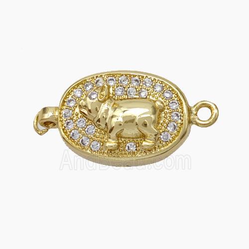 Copper Ox Connector Pave Zirconia Chinese Zodiac Gold Plated