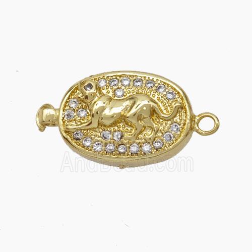 Copper Dog Connector Pave Zirconia Chinese Zodiac Gold Plated