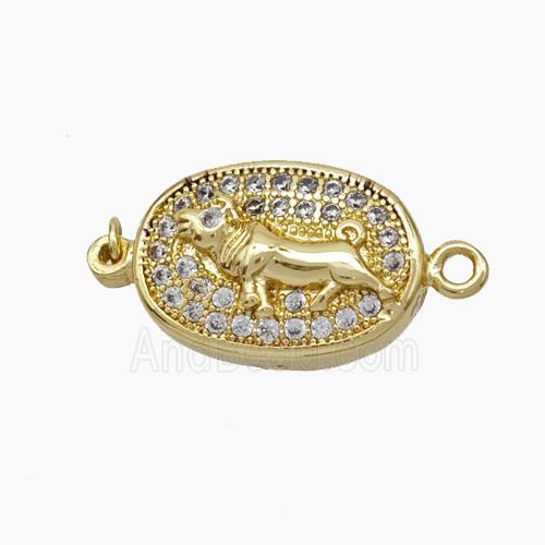 Copper Tiger Connector Pave Zirconia Chinese Zodiac Gold Plated