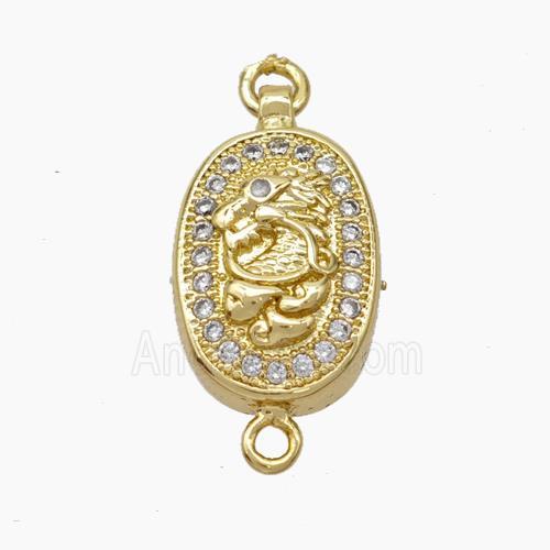 Copper Dragon Connector Pave Zirconia Chinese Zodiac Gold Plated