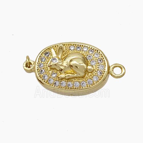 Copper Hare Connector Pave Zirconia Chinese Zodiac Gold Plated