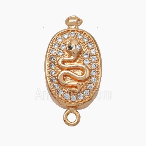 Copper Snake Connector Pave Zirconia Chinese Zodiac Rose Gold