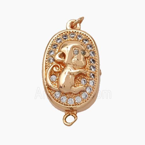 Copper Monkey Connector Pave Zirconia Chinese Zodiac Rose Gold