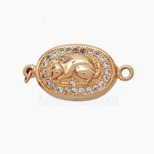 Copper Rat Connector Pave Zirconia Chinese Zodiac Rose Gold