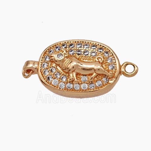 Copper Tiger Connector Pave Zirconia Chinese Zodiac Rose Gold