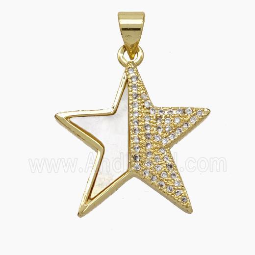 Copper Star Pendant Micropave Zirconia Shell 18K Gold Plated
