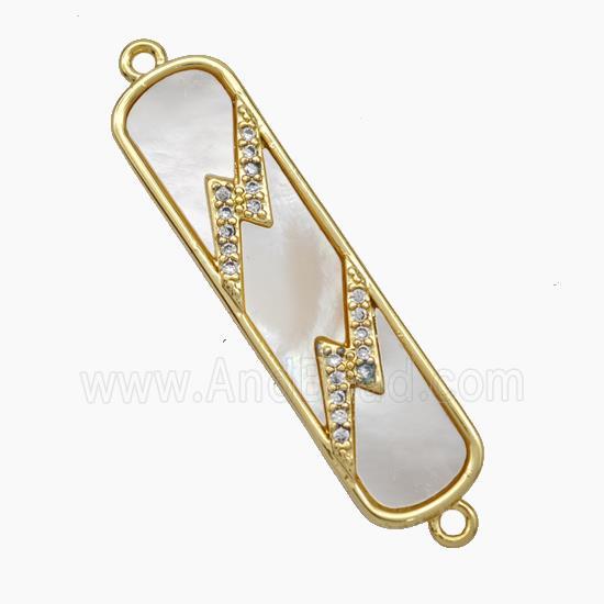 Copper Lightning Connector Micropave Zirconia Shell Stick 18K Gold Plated