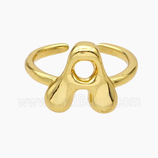 Copper Letter-A Rings Gold Plated