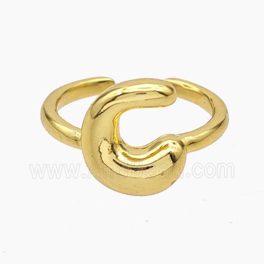 Copper Letter-C Rings Gold Plated