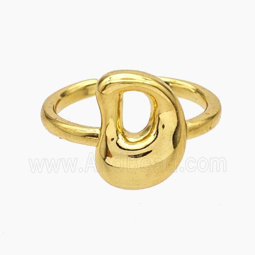 Copper Letter-D Rings Gold Plated