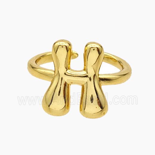 Copper Letter-H Rings Gold Plated
