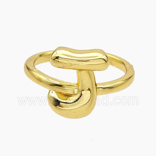 Copper Letter-J Rings Gold Plated