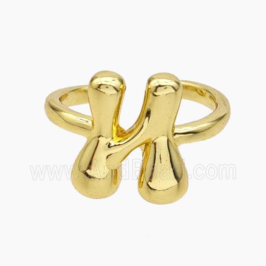 Copper Letter-N Rings Gold Plated