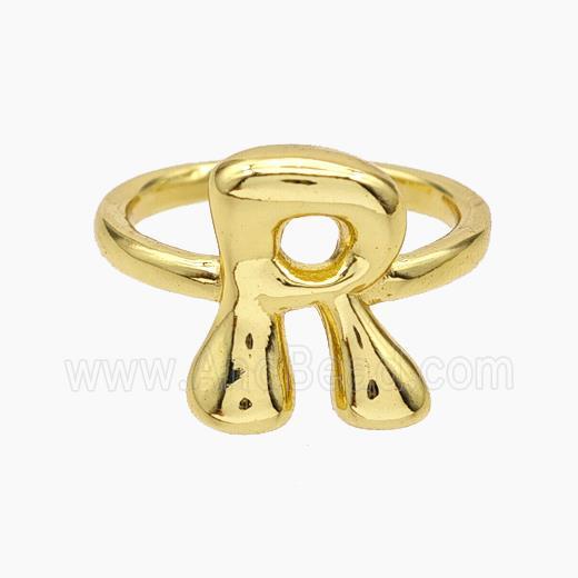Copper Letter-R Rings Gold Plated