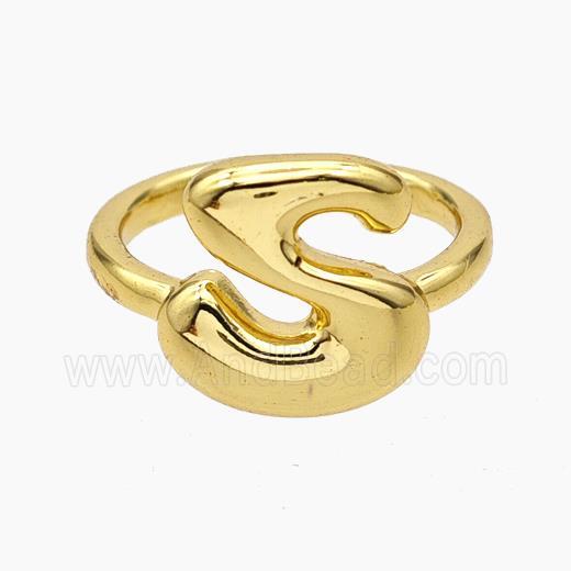 Copper Letter-S Rings Gold Plated