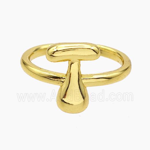 Copper Letter-T Rings Gold Plated