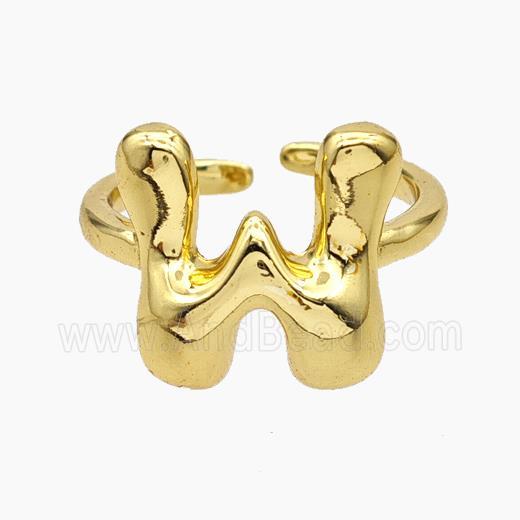 Copper Letter-W Rings Gold Plated