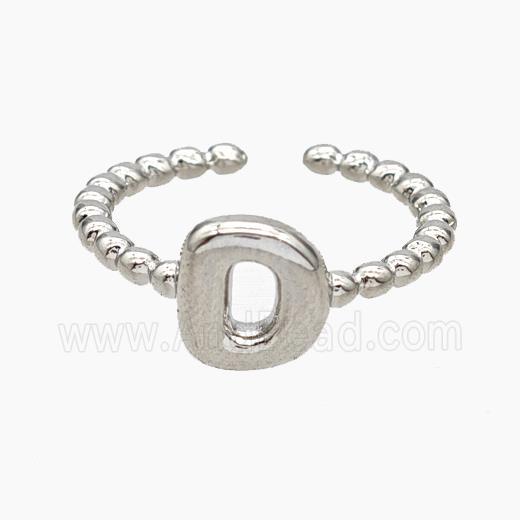 Copper Letter-D Rings Platinum Plated