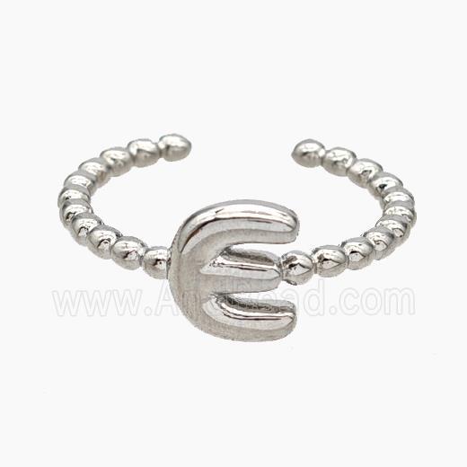Copper Letter-E Rings Platinum Plated