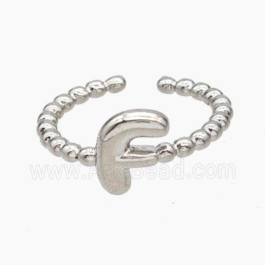 Copper Letter-F Rings Platinum Plated