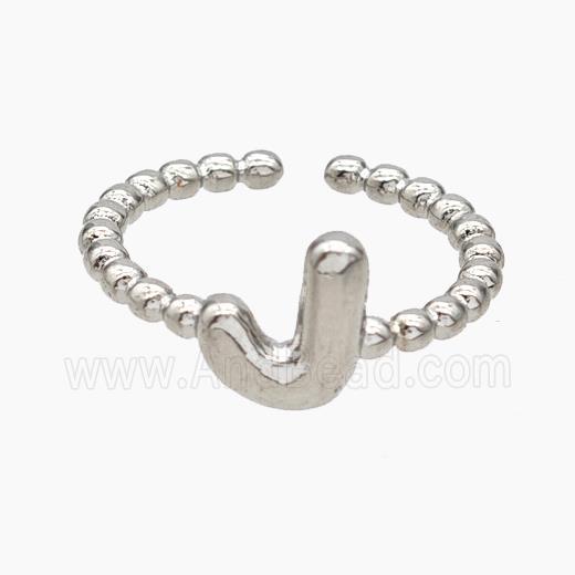 Copper Letter-J Rings Platinum Plated