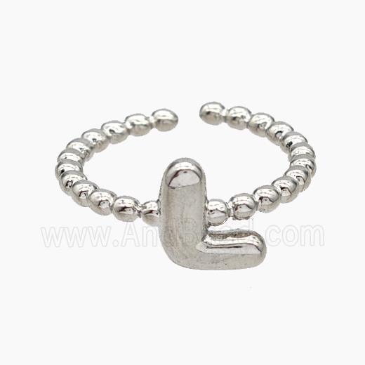 Copper Letter-L Rings Platinum Plated