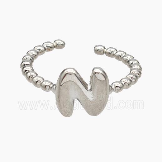 Copper Letter-N Rings Platinum Plated