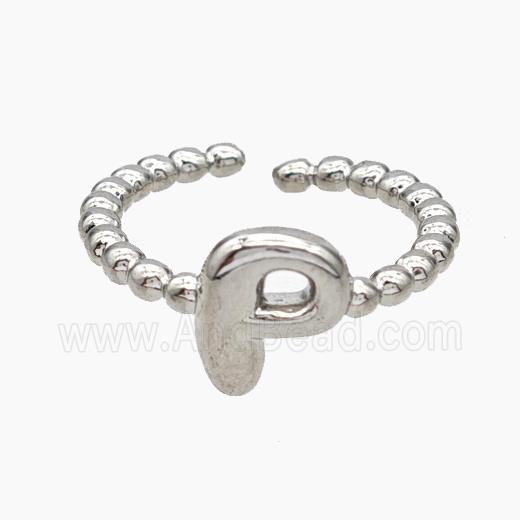 Copper Letter-P Rings Platinum Plated