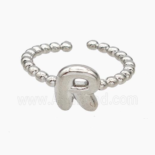 Copper Letter-R Rings Platinum Plated