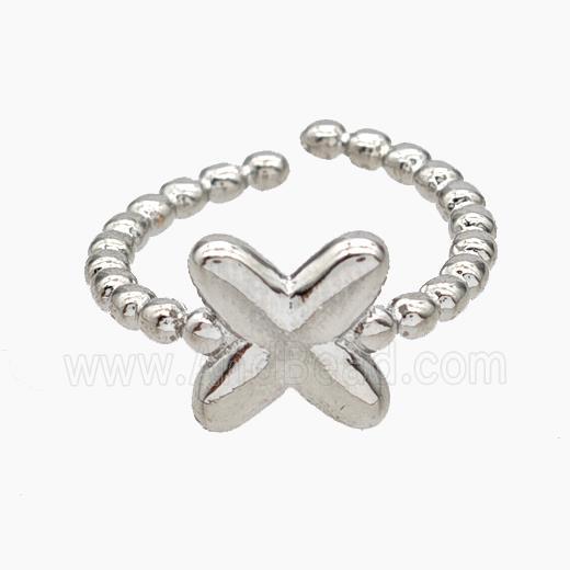 Copper Letter-X Rings Platinum Plated