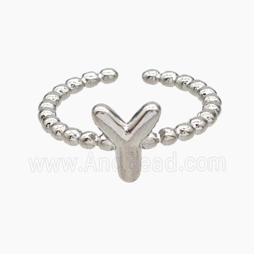 Copper Letter-Y Rings Platinum Plated