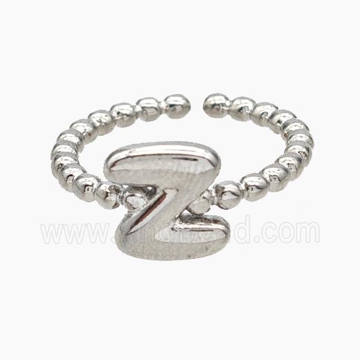 Copper Letter-Z Rings Platinum Plated