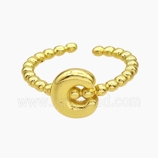 Copper Letter-C Rings Gold Plated