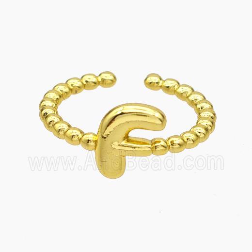 Copper Letter-F Rings Gold Plated