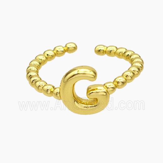 Copper Letter-G Rings Gold Plated