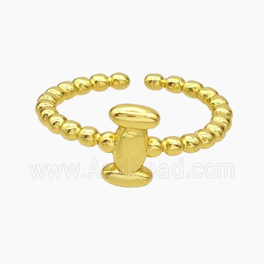 Copper Letter-I Rings Gold Plated