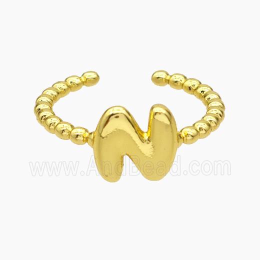 Copper Letter-N Rings Gold Plated