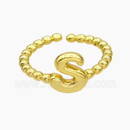 Copper Letter-S Rings Gold Plated